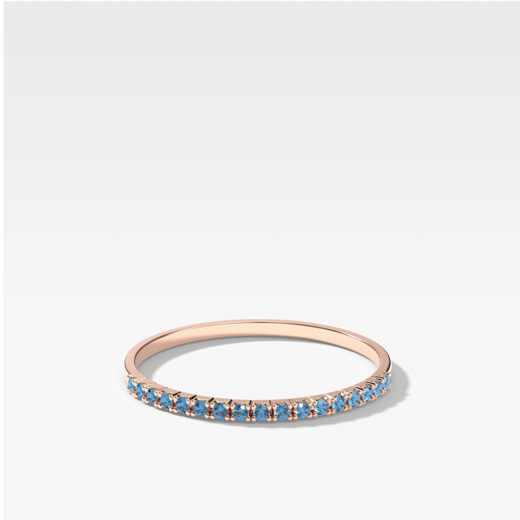 Petite French Pavé Wedding Band With Aquamarine