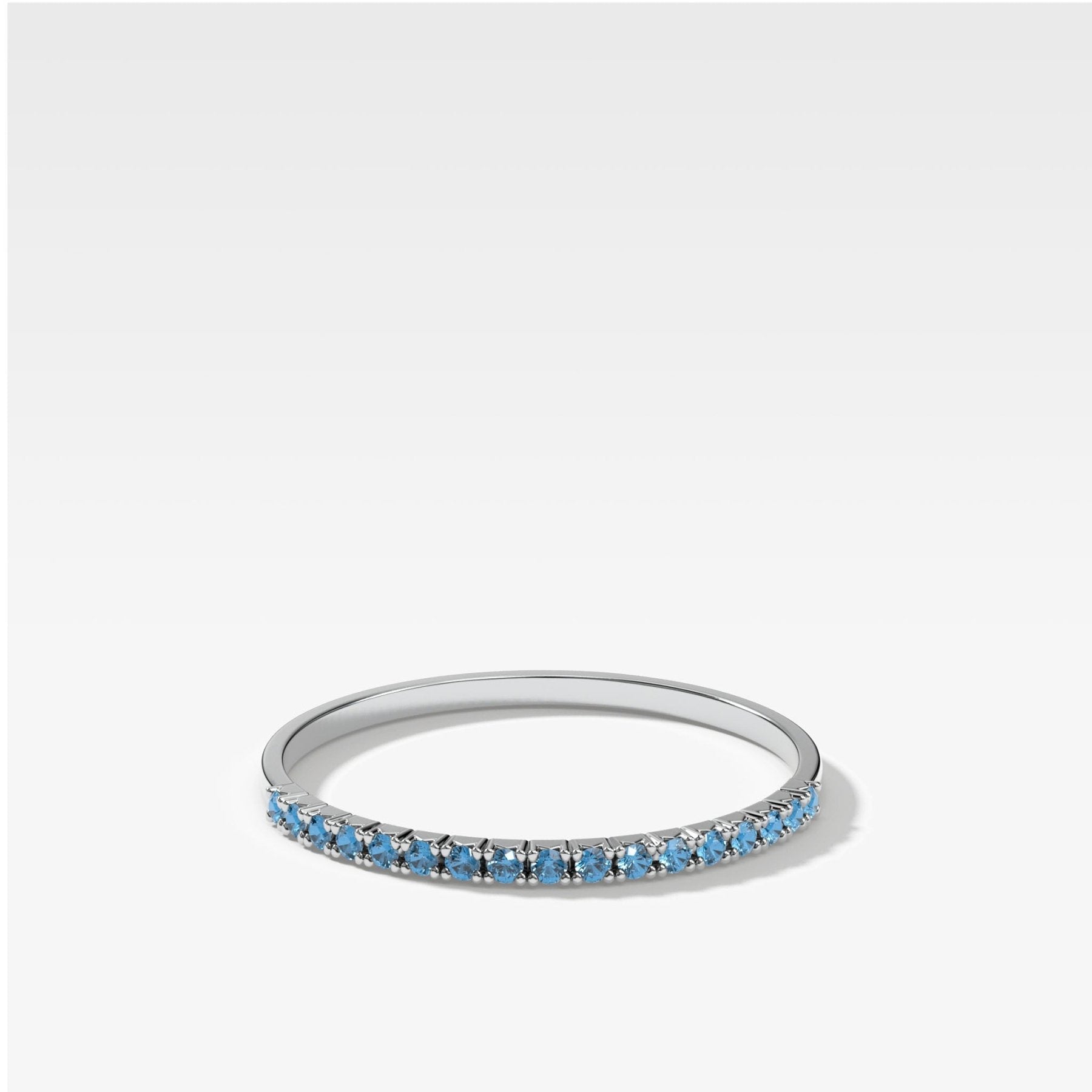 Petite French Pavé Wedding Band With Aquamarine Secondary image