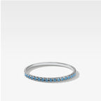 Petite French Pavé Wedding Band With Aquamarine