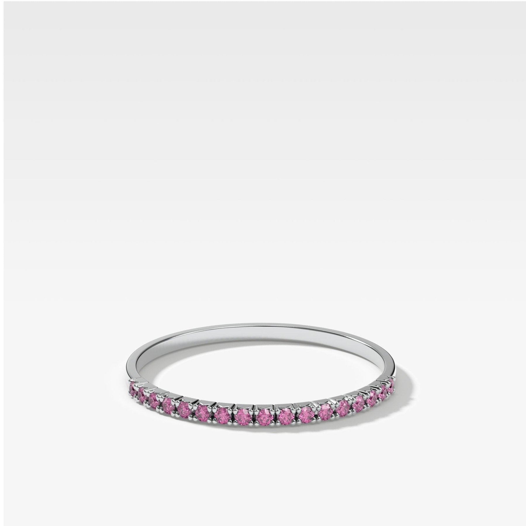 Petite French Pavé Wedding Band With Pink Sapphires Secondary image