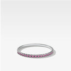 Petite French Pavé Wedding Band With Pink Sapphires