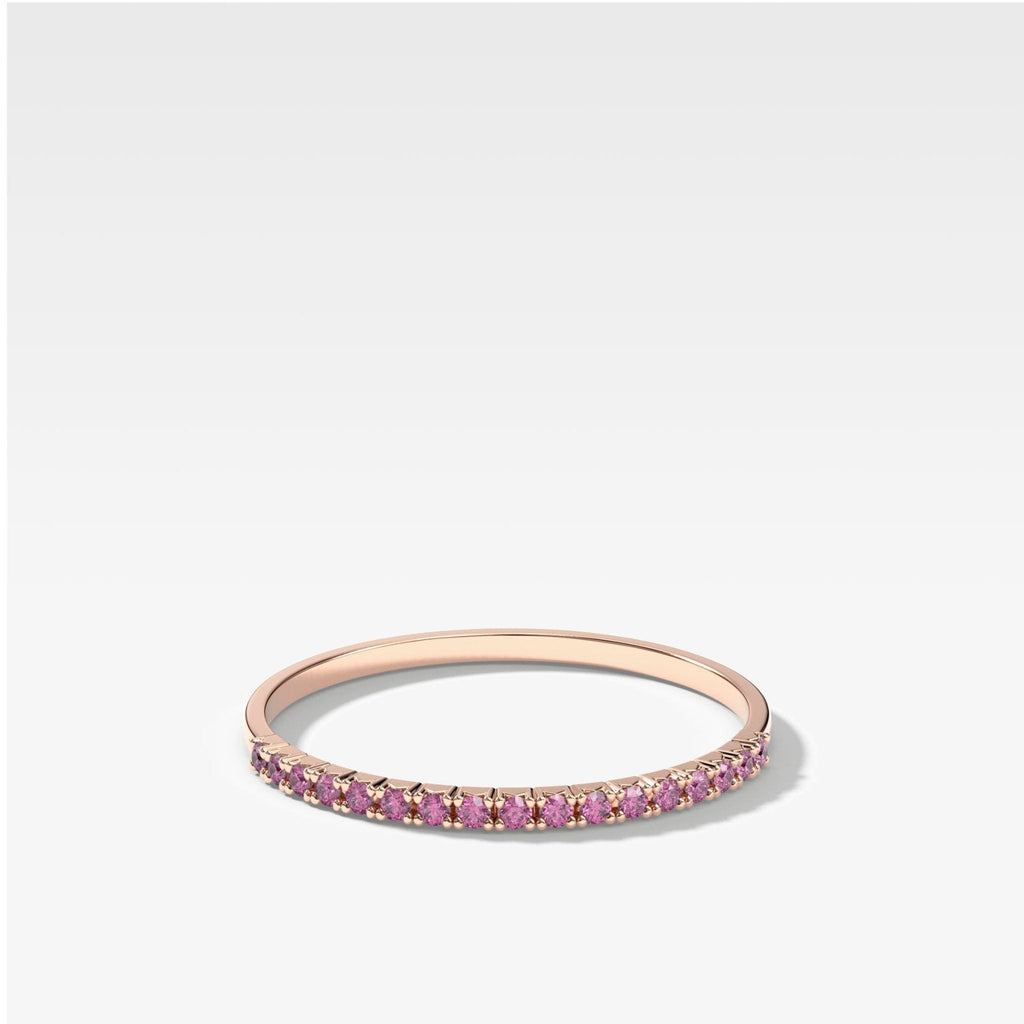 Petite French Pavé Wedding Band With Pink Sapphires