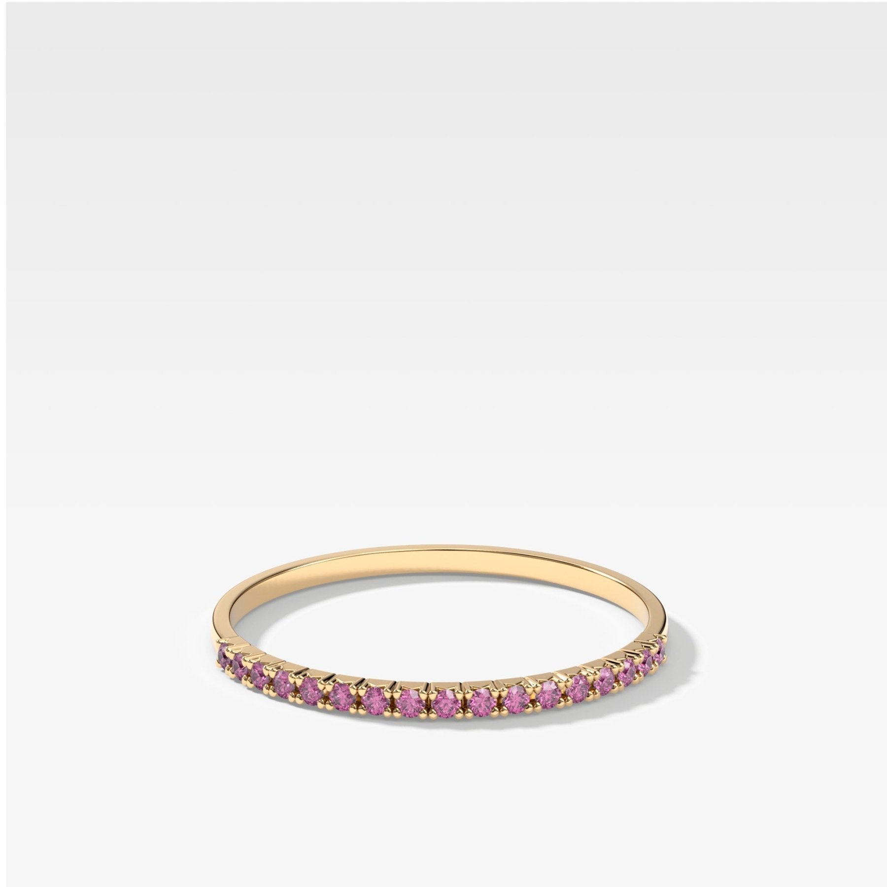 Petite French Pavé Wedding Band With Pink Sapphires Main image