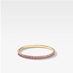 Petite French Pavé Wedding Band With Pink Sapphires