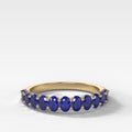 Petite Shared Prong Wedding Band with Blue Sapphire Oval Gemstones
