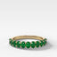 Petite Shared Prong Wedding Band with Green Emerald Oval Gemstones