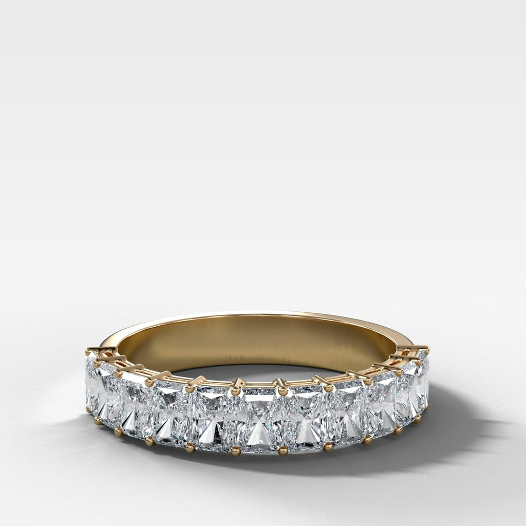 Petite Shared Prong Wedding Band with Radiant diamonds