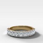 Petite Shared Prong Wedding Band with Radiant diamonds