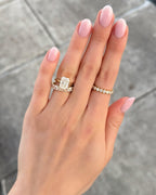 Petite Shared Prong Wedding Band with Radiant diamonds