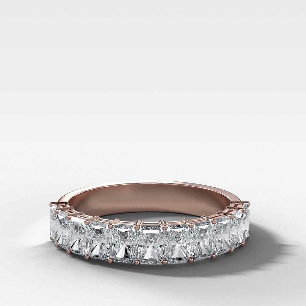 Petite Shared Prong Wedding Band with Radiant diamonds
