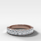 Petite Shared Prong Wedding Band with Radiant diamonds