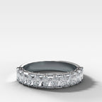 Petite Shared Prong Wedding Band with Radiant diamonds