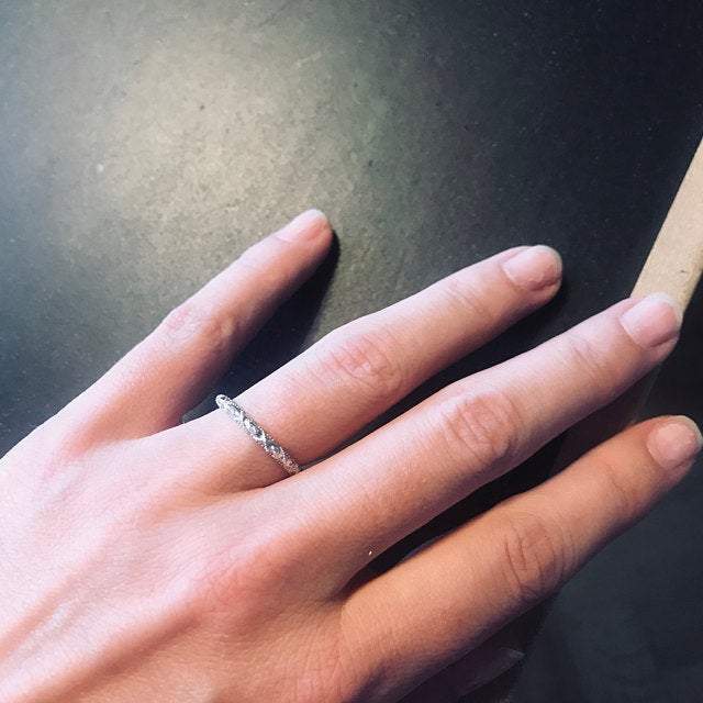 0.20CTW Round Brilliant Half Eternity Perfect Moissanite Wedding Band
