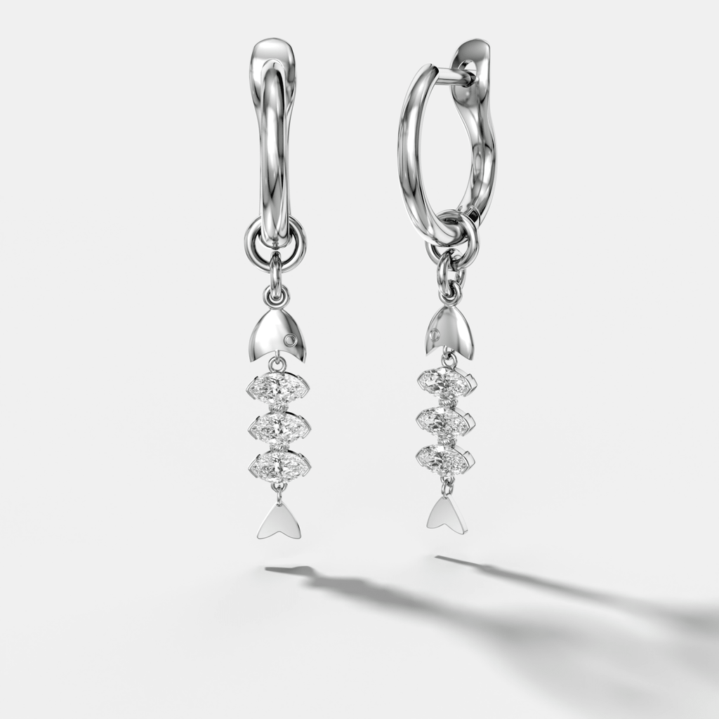 Pisces Earrings with Marquise Cut Diamonds