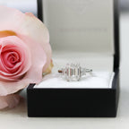 2.75 CT Emerald Moissanite Three Stones Engagement Ring