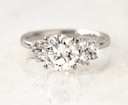 1.0 CT Round Cut Cluster Style Moissanite Engagement Ring