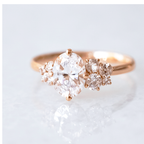 1.33 CT Oval Cut Unique Cluster Moissanite Engagement Ring