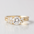 1.0 CT Round Cut Cluster Style Moissanite Engagement Ring