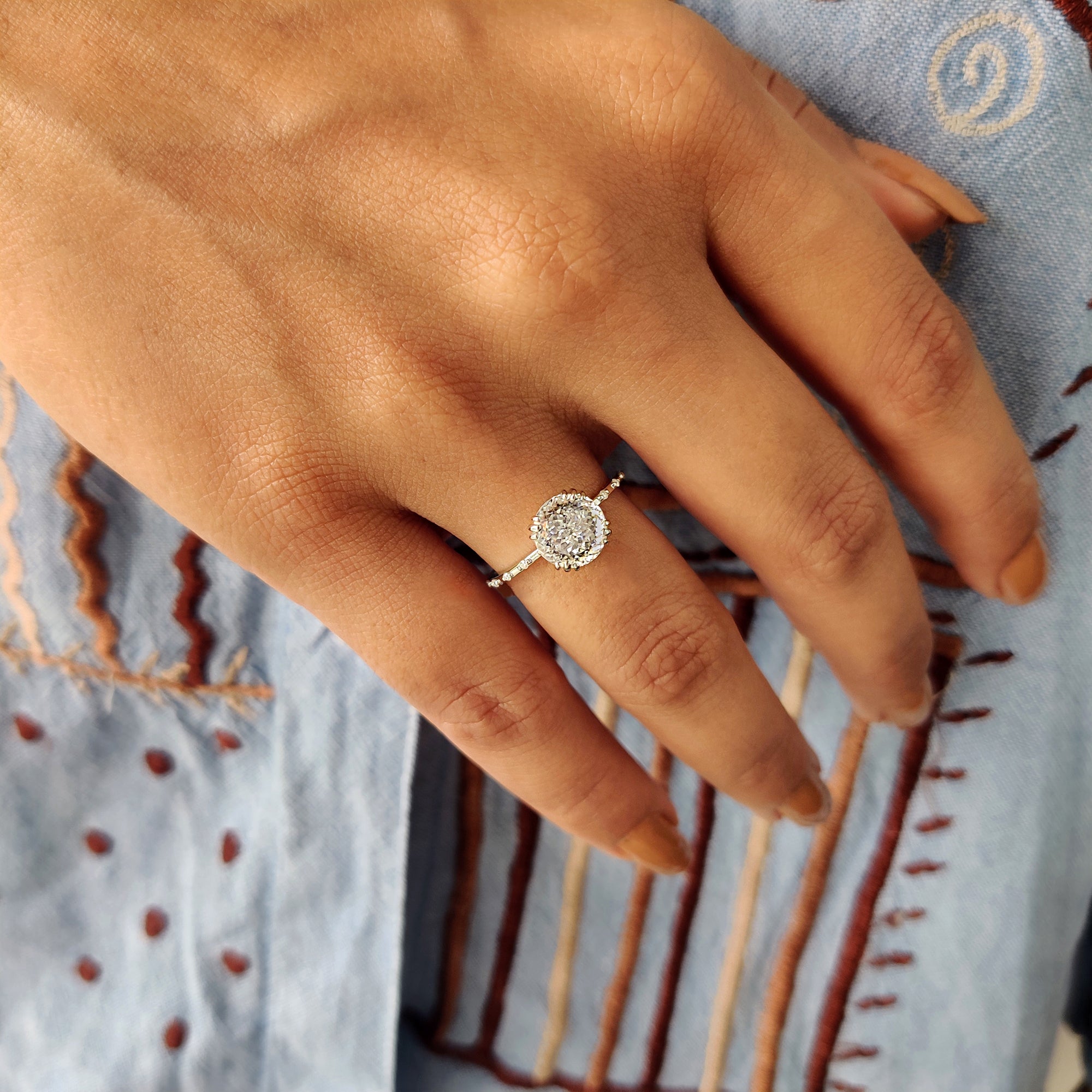 Portuguese Round Cut Vintage Antique Engagement Ring