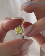 2 Carat Cushion Fancy Yellow Lab Grown Diamond Engagement Ring