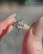 Briar rose starlight oval center Whimsical gold engagement ring