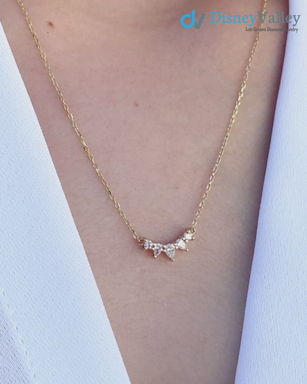 5 pear diamond Gloria Curved Diamond Necklace