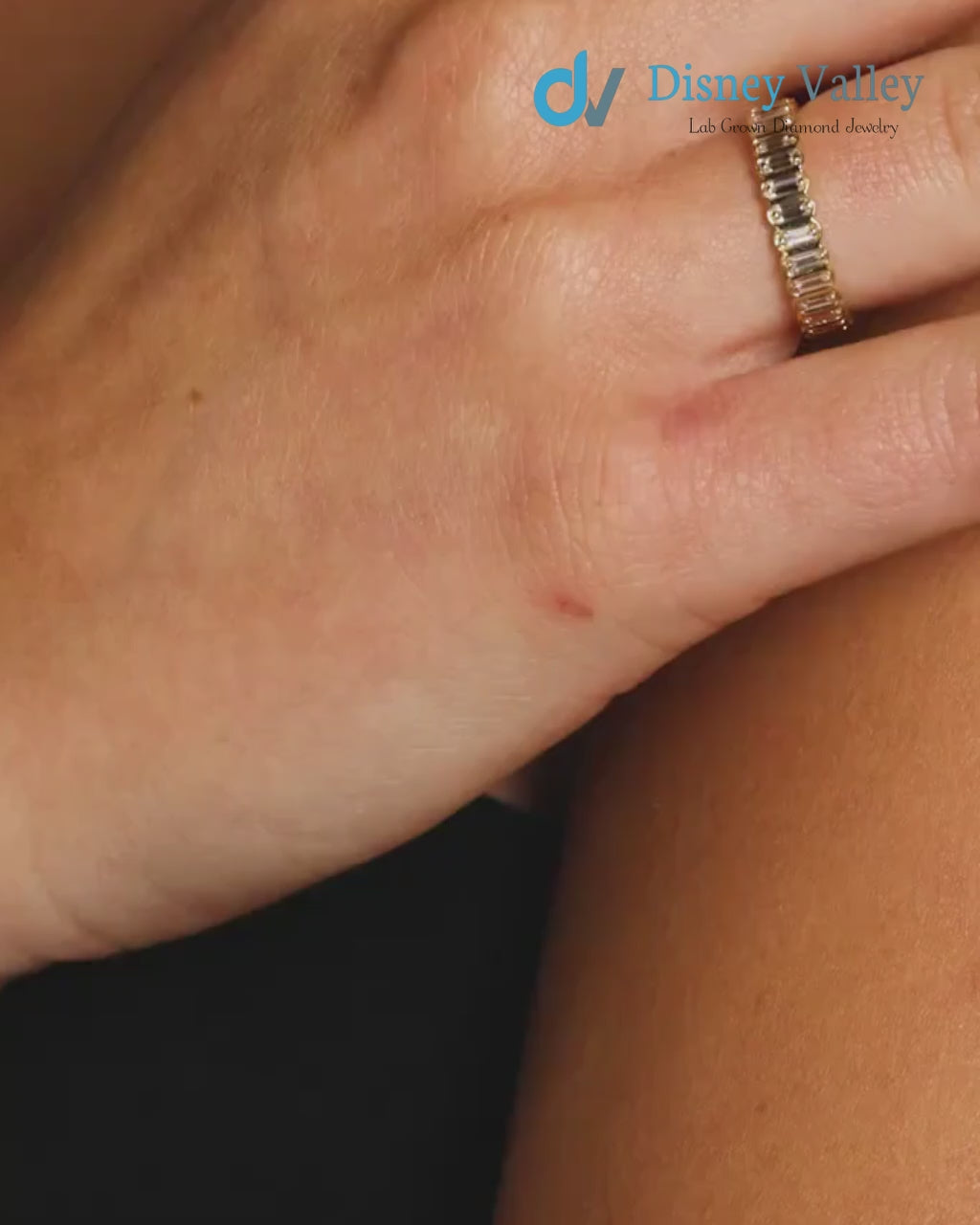 Gold Baguette Lab Grown Diamond Eternity Band | Minimalist Stacking Wedding Band