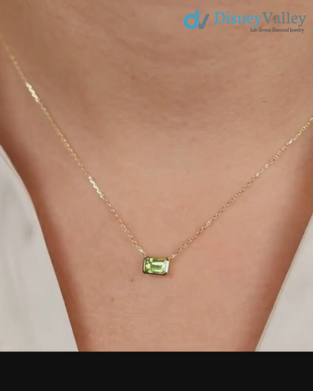 14k Gold Peridot Necklace, Octagon Peridot Stone, Birthstone Necklace
