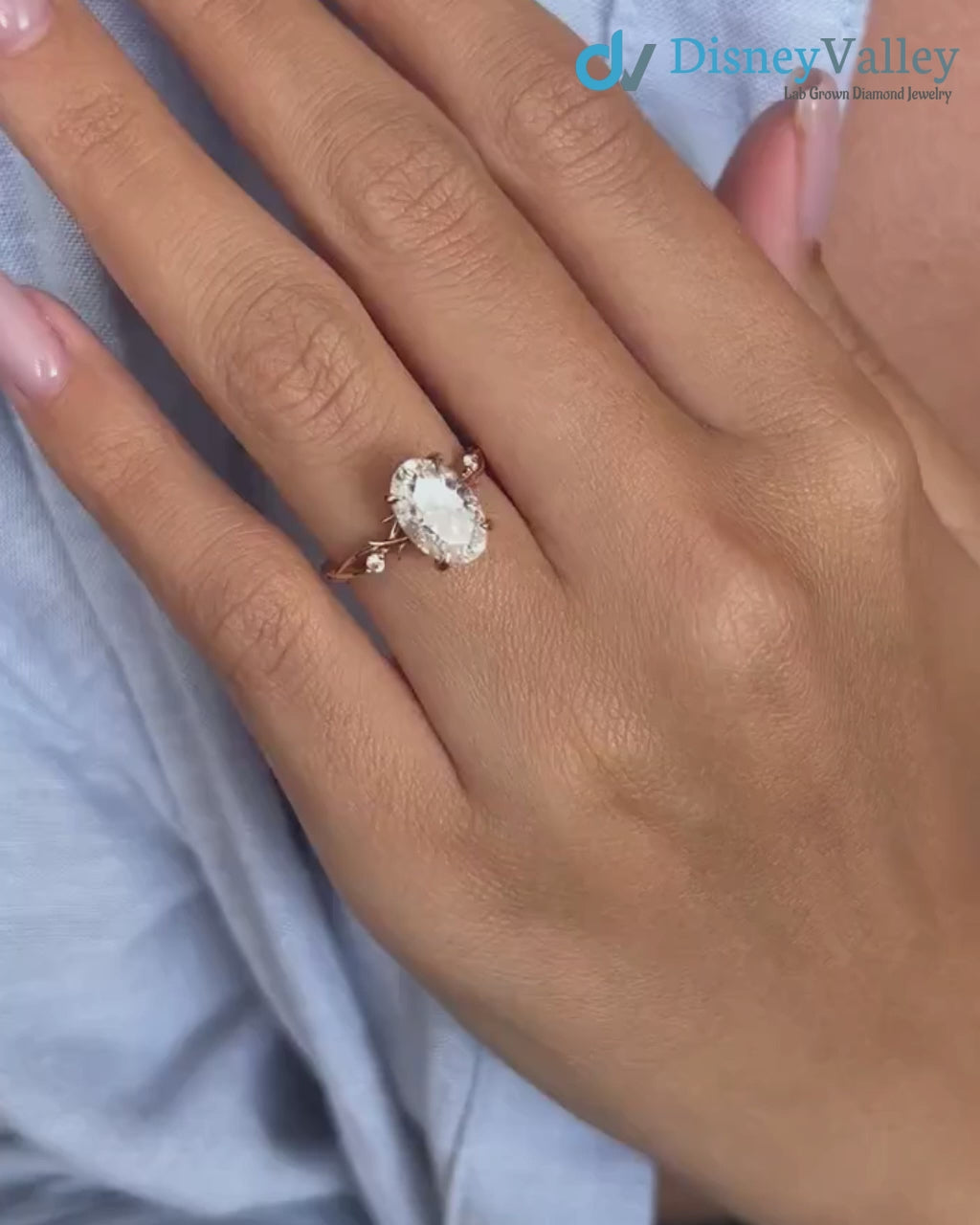 Oval Twig Engagement Ring, 2ct Unique Nature Inspired Lab Grown Engagement Ring