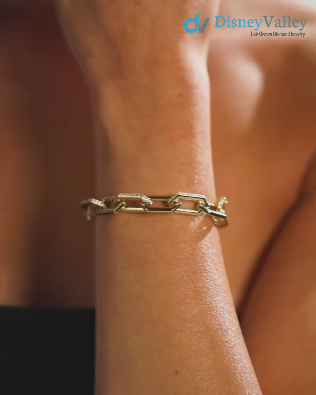 Gold Link Chain 2.00ct Lab-Grown Diamonds bracelet