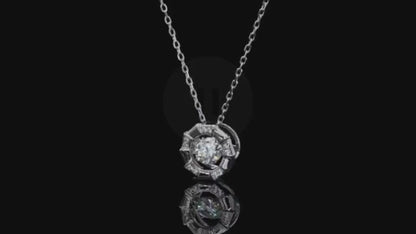 Celestial Embrace: 5mm Round 0.5ct Moissanite Halo Pendant