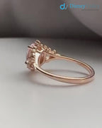 Fancy intense pink lab grown Whimsical gold Vintage engagement ring