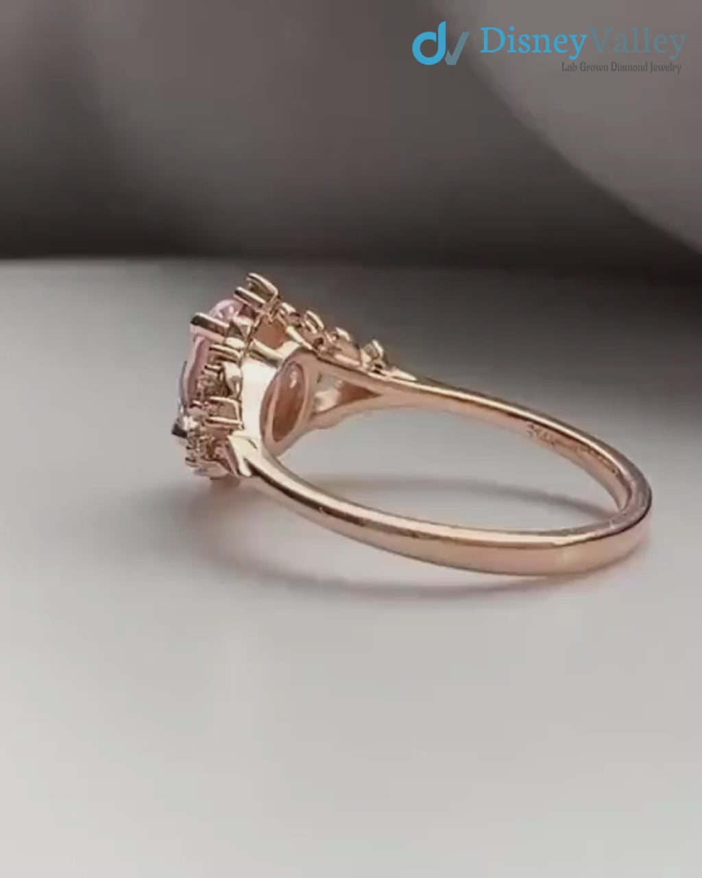 Fancy intense pink lab grown Whimsical gold Vintage engagement ring