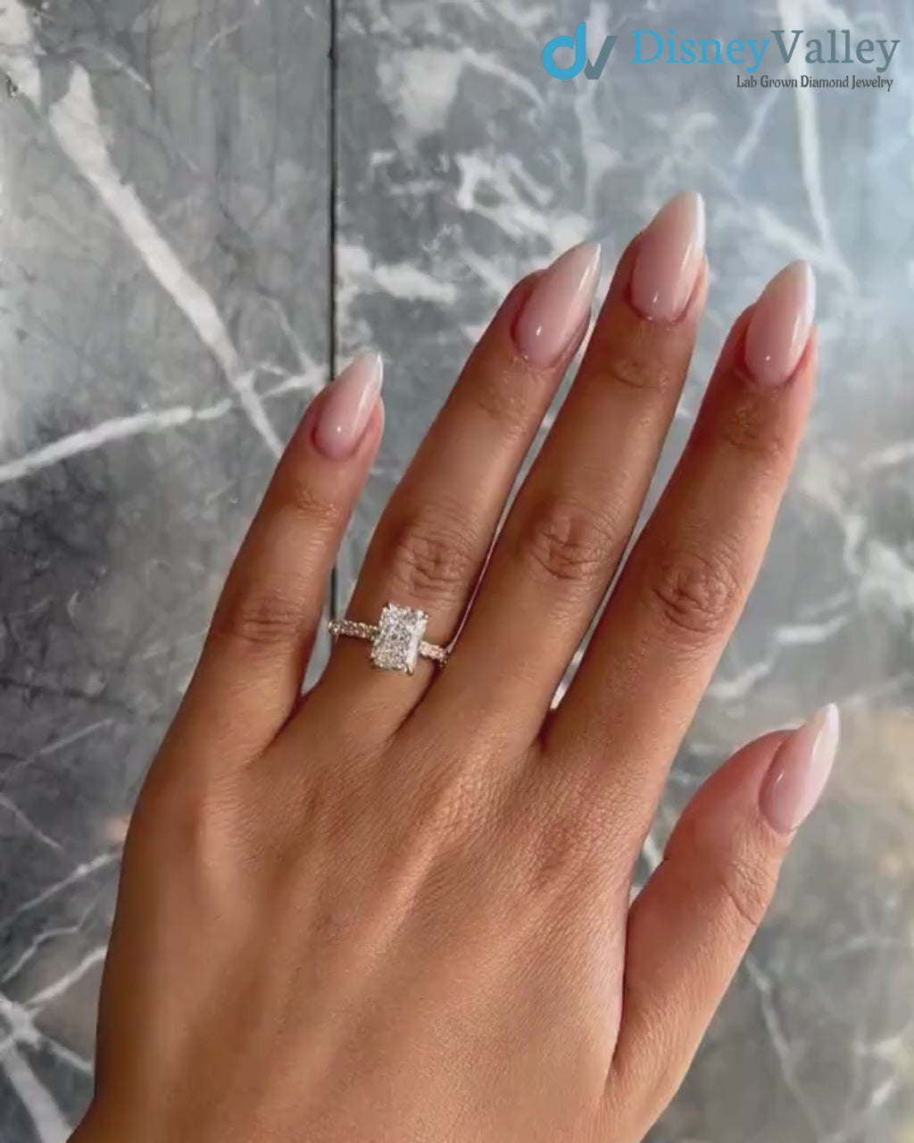 Radiant Cut 2.85 Carat IGI Certified Lab Grown Diamond Engagement Ring Hidden Halo