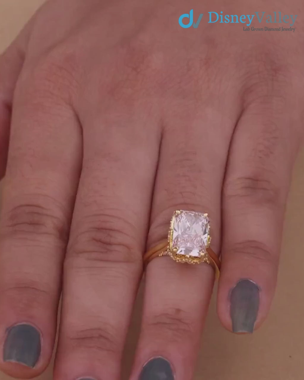 3 ct Radiant Cut Pink Lab Grown Diamond Engagement Ring Tulip Design Promise Ring