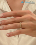 Lab Diamond Minimalist Dome Band Women Solid Gold Pave Marriage Ring