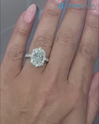 2.5CT Oval Diamond Halo Art Deco Design Engagement Ring
