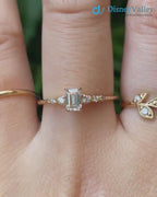 0.35ct Emerald diamond engagement ring, Emerald cut engagement rings