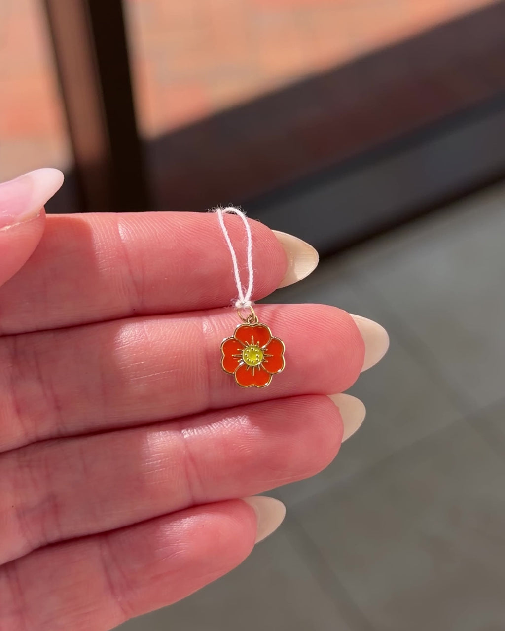 Poppy Charm Flower Birth Jewelry,  Special Gift for Birth