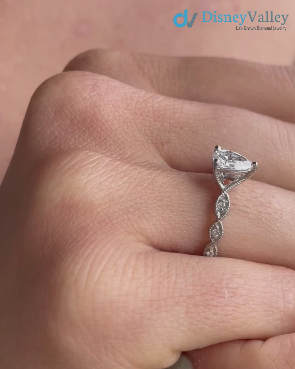 The Marcia Ring Lab grown Diamond Pear Cut Shoulder Set Engagement ring