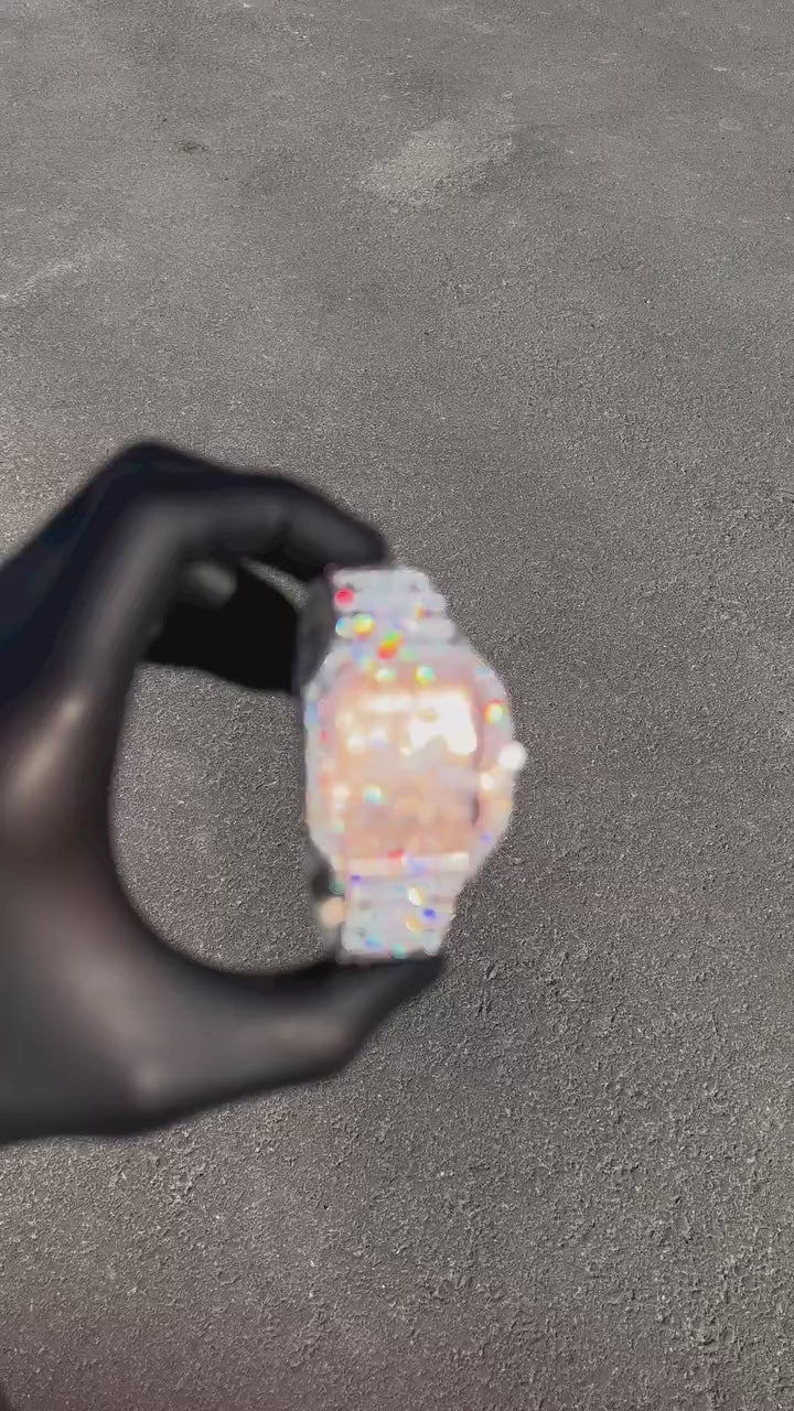 Diamond Cartier Santos 40mm - Steel & Rose Gold - Roman Dial