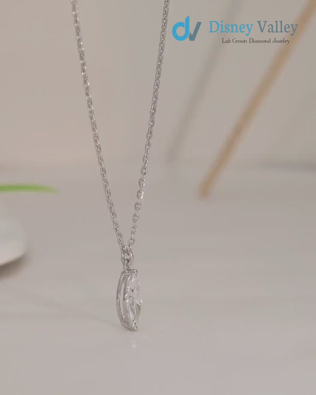 IGI Certified CVD Lab Grown Diamond Pendent Gold Marquise Diamond Necklace