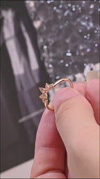 Solid Gold Crown Ring with Peach Lab Sapphire Gemstones