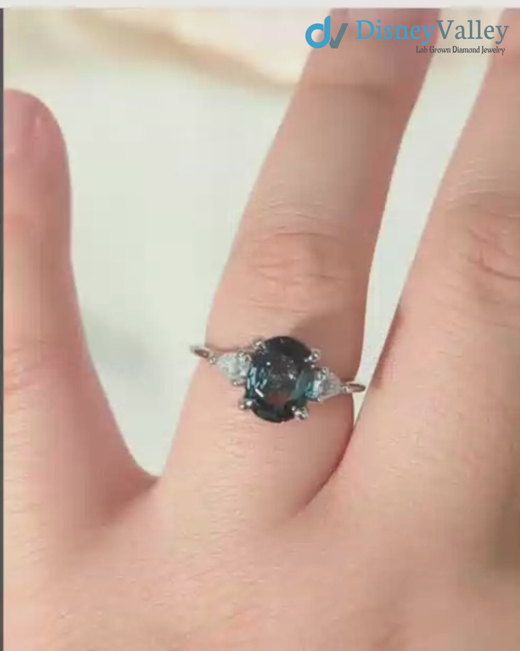 2 Carat Smokey Grey Lab Grown Diamond Three Stone Wedding Ring
