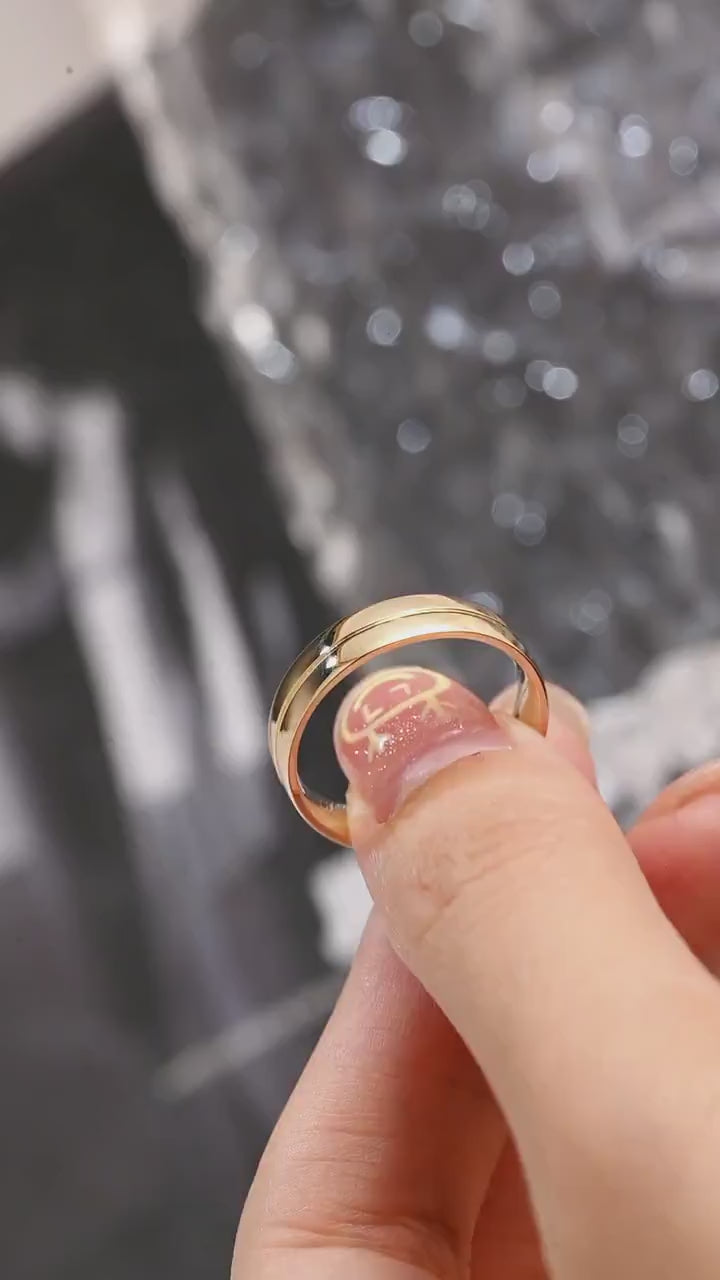 Solid Gold 5mm U-Shaped Groove Wedding Band for Men