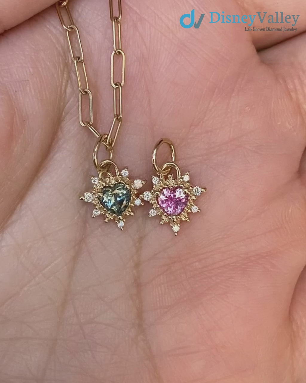 1 caret Heart diamond halo Charm Necklace an pendent