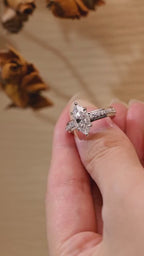 Solid Gold 4mm Wide Band, Marquise Moissanite Engagement Ring