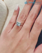 2 Carat Princess Cut Fancy Vivid Blue Lab Grown Diamond Engagement Ring