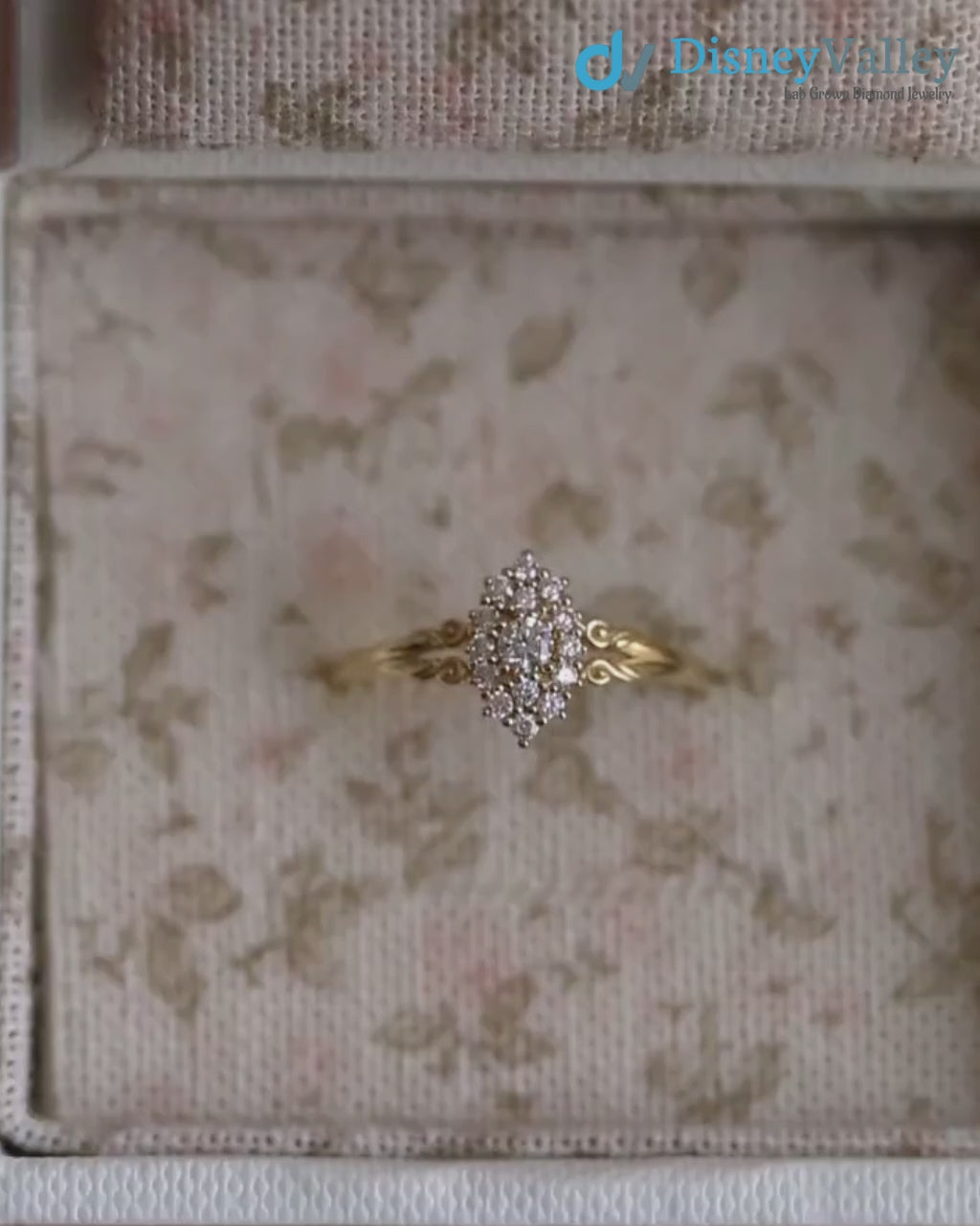 Aphrodite engagement ring, vintage lab grown diamond ring
