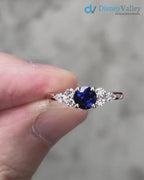 Unique Blue Sapphire and Pear Diamond Engagement Ring